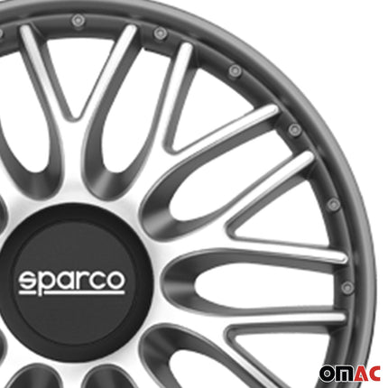 Radkappen Radzierblenden Sparco Roma 15" Zoll Auto Abdeckung Set Silber Grau 4x