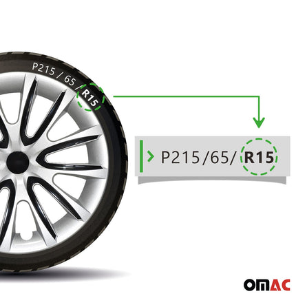 4x Radzierblenden Radblenden Radkappen für 15" Zoll Stahlfelgen Schwarz Grau