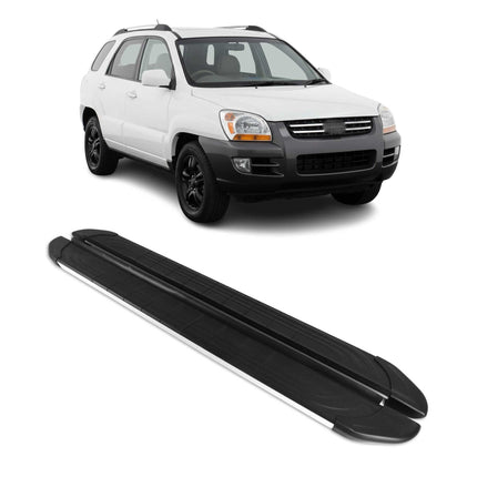 Trittbretter Seitenschweller für Kia Sportage 2004-2010 Aluminium Schwarz Silber