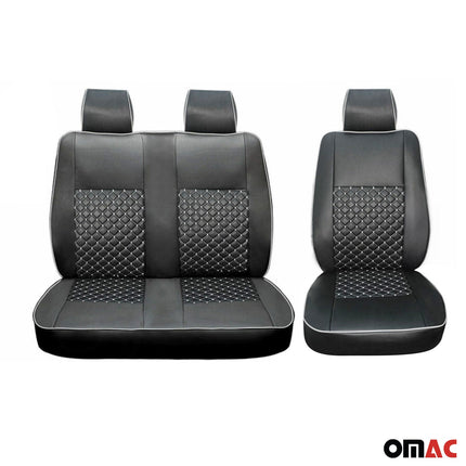 Sitzbezüge Schonbezüge für Ford Transit 2000-2009 Kunstleder Schwarz Weiß 2+1