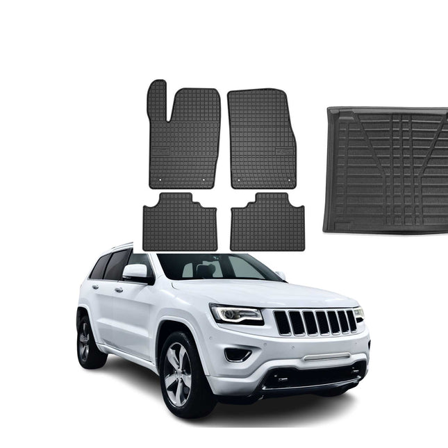 Fußmatten & Kofferraumwanne Set für Jeep Grand Cherokee 2016-2022 Gummi 5x
