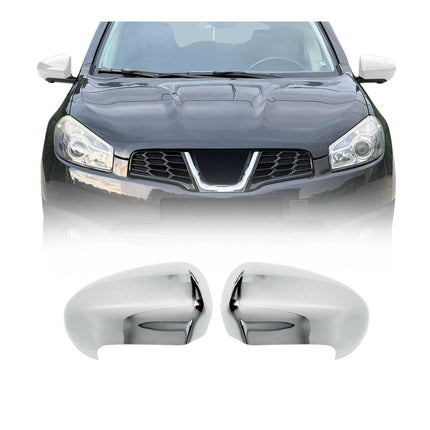 Spiegelkappen Spiegelabdeckung für Nissan Qashqai J10 2006-2014 Chrom ABS Silber