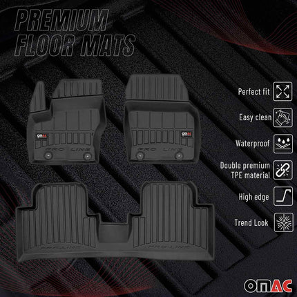 OMAC Gummi Fußmatten für Ford Grand C-Max 2010-2019 Premium Gummi Schwarz 3tlg