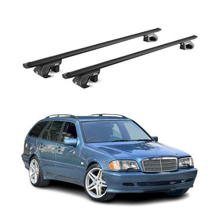 Dachträger für Mercedes C Klasse S202 S203 S204 Kombi 1993-2014 90kg Schwarz 2x