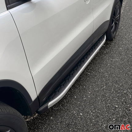 Alu Trittbretter Seitenschweller für Audi Q7 2015-2026 Schwarz Silber 2tlg