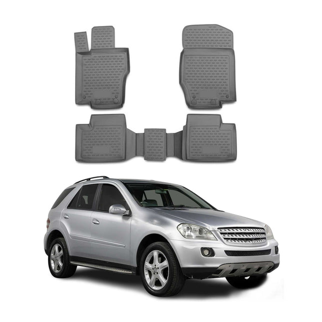 OMAC Gummimatten Fußmatten für Mercedes M W164 2005-2011 TPE Automatten Grau 4x