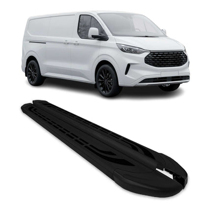 Trittbretter Seitenschweller für Ford Transit Custom 2023-2026 L2 Schwarz 2 tlg