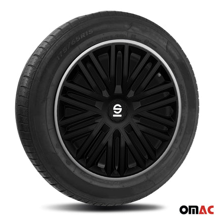 Radkappen Radzierblenden Sparco Bergamo 14" Zoll Abdeckung Set Schwarz Grau 4x