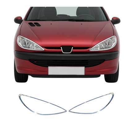 Scheinwerfer Leisten Scheinwerferblende für Peugeot 206 1998-2010 Chrom ABS 2tlg