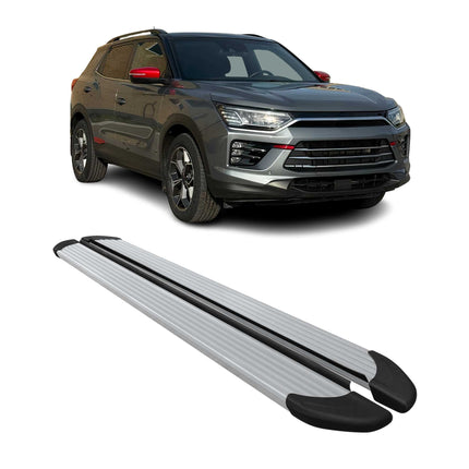Seitenschweller Trittbretter Schweller für SsangYong Korando 2019-2026 Alu Siber