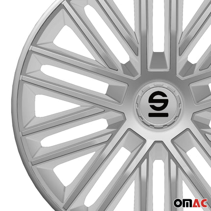 Radkappen Radzierblenden Sparco Bergamo 15" Zoll Auto Abdeckung Set Silber 4x