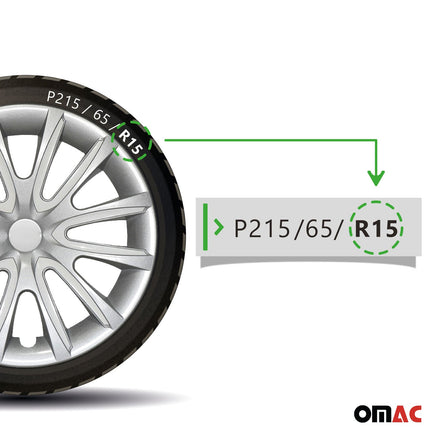 4x Radkappen Radzierblenden Radblenden für 15" Zoll Stahlfelgen Grau weiß