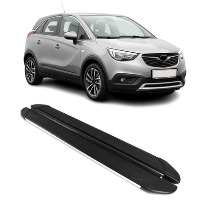 Trittbretter Seitenschweller für Opel Crossland X 2017-2024 Alu Schwarz Grau