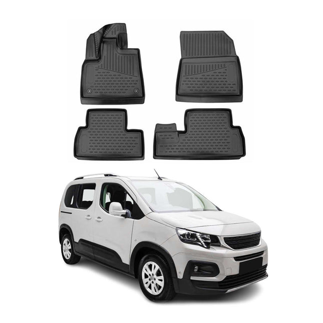 OMAC Gummimatten Fußmatten für Peugeot Rifter 2019-2021 5tür TPE Schwarz 4x