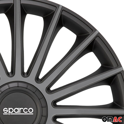 Radkappen Radzierblenden Sparco Treviso 16" Zoll Abdeckung Set Schwarz Grau 4x