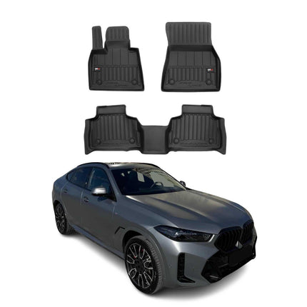 Fußmatten Gummimatten für BMW X6 G06 F96 2019-2026 OMAC Premium Schwarz TPE 3tlg