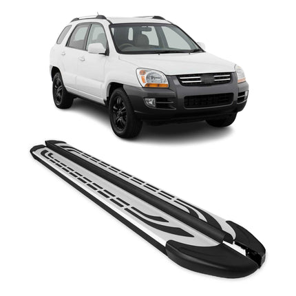 Trittbretter Seitenschweller Seitenbretter für Kia Sportage 2004-10 Alu Schwarz