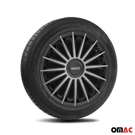 Radkappen Radzierblenden Sparco Treviso 16" Zoll Abdeckung Set Schwarz Silber 4x
