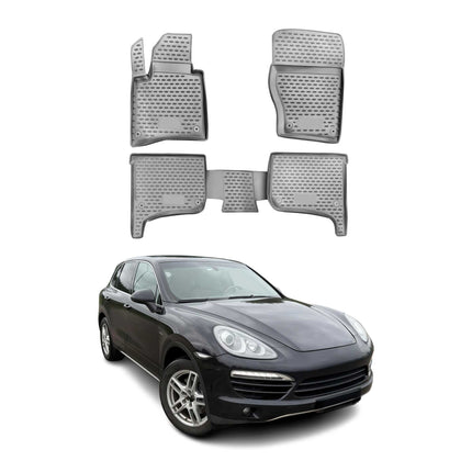 OMAC Gummimatten Fußmatten für Porsche Cayenne 2010-2016 TPE Automatten Grau 4x