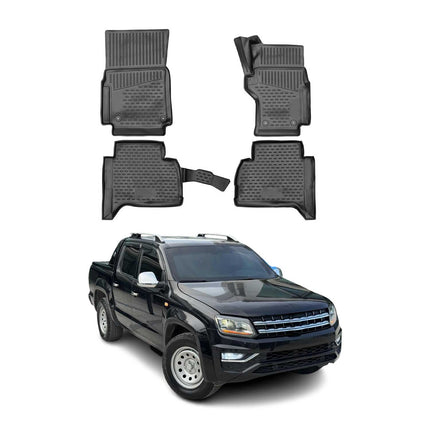 OMAC Gummimatten Fußmatten für VW Amarok 2019-2021 RHD TPE Automatten Schwarz 4x