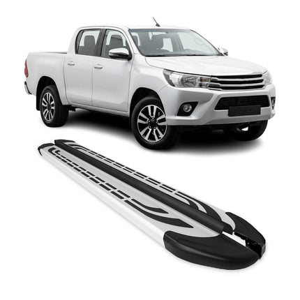 Trittbretter Seitenschweller für Toyota Hilux DoubleCab 2015-2026 Alu Grau