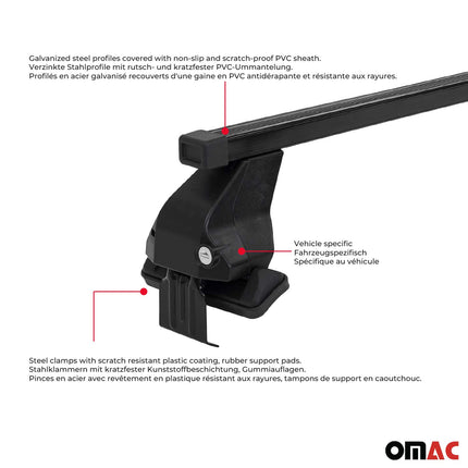 Menabo Dachträger Grundtäger für SsangYong Actyon 2006-2011 50kg Stahl Schwarz