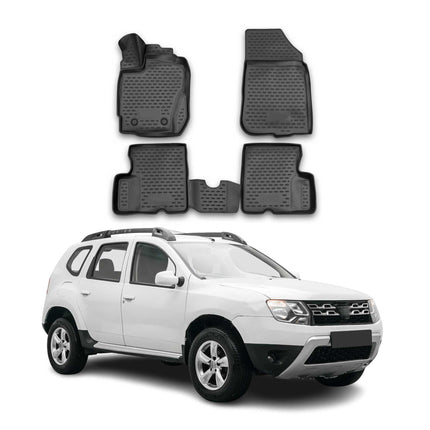 OMAC Gummimatten Fußmatten für Dacia Duster 2015-2018 TPE Automatten Schwarz 4x