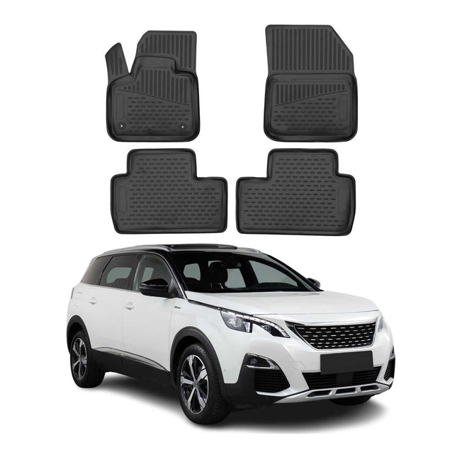 OMAC Gummimatten Fußmatten für Peugeot 5008 2017-2024 TPE Automatten Schwarz 4x