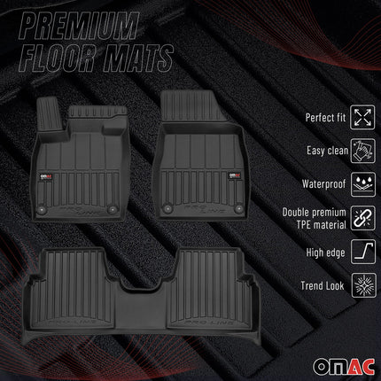 OMAC Gummi Fußmatten für VW ID.3 2020-2026 Premium TPE 3D Automatten Schwarz 3x