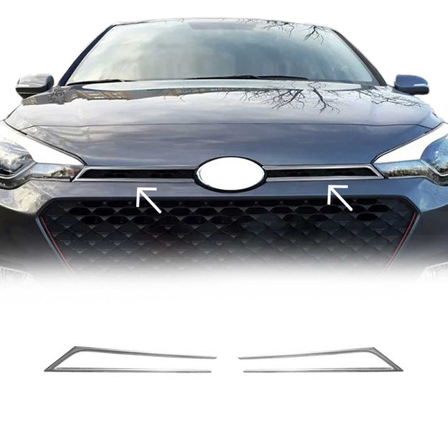 Kühlergrill Leisten Grillleisten für Hyundai i20 2014-2020 Edelstahl Chrom 2tlg