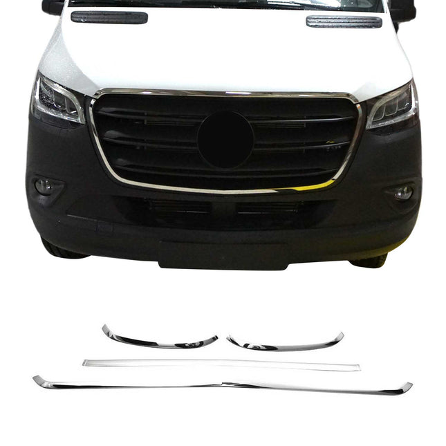 Kühlergrill Leiste Grillleisten für Mercedes Sprinter 907 910 2018-2026 Chrom 4x