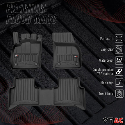 Fußmatten Gummimatten für VW Touran II 2015-2026 OMAC Premium 3D Schwarz TPE 3x