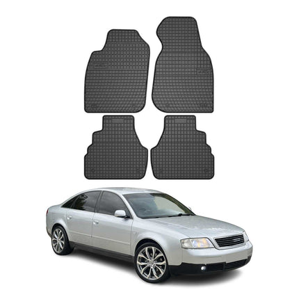 OMAC Gummi Fußmatten für Audi A6 C5 Limo Avant 1997-2004 Automatten Schwarz 4x