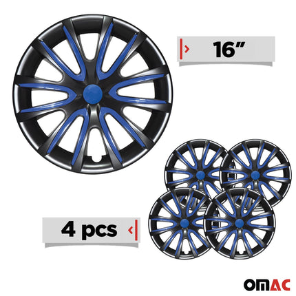 4x Radkappen Radzierblenden für 16" Zoll Stahlfelgen Schwarz Dunkel Blau