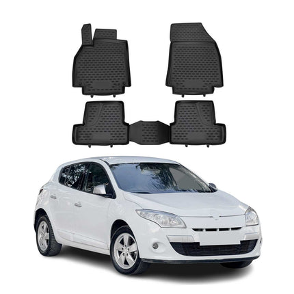 OMAC Gummimatten Fußmatten für Renault Megane 2010-2016 TPE Automatte Schwarz 4x