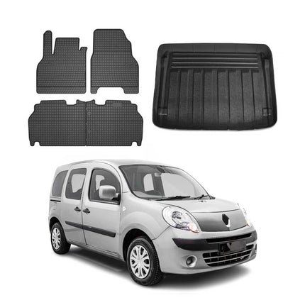 Fußmatten & Kofferraumwanne Set für Renault Kangoo Expression 2008-2010 Gummi 5x