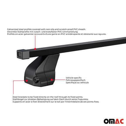 Menabo Dachträger Grundtäger für Mercedes GLE C292 2015-2019 75kg Stahl Schwarz