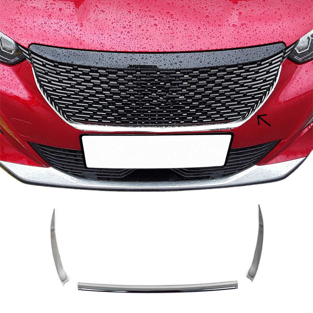 Kühlergrill Leisten Grillleisten für Peugeot 2008 2019-2023 Edelstahl Chrom 3x
