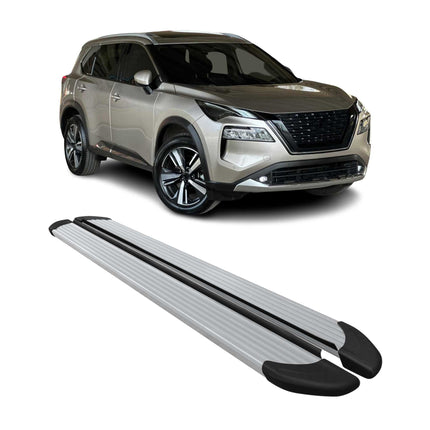 Seitenschweller Trittbretter Schweller für Nissan X-Trail 2022-2026 Alu Silber