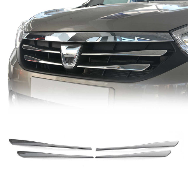 Kühlergrill Leisten Grillleisten für Dacia Lodgy 2012-2017 Edelstahl Chrom 4tlg