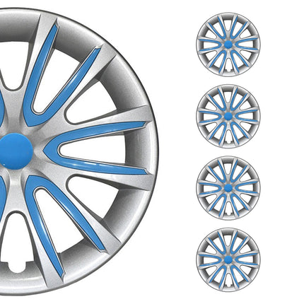 4x Radkappen Radzierblenden Radblenden 15" Zoll Stahlfelgen Grau Blau