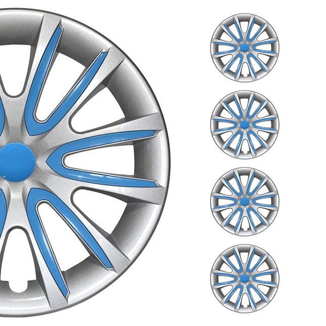4x Radkappen Radzierblenden Radblenden 15" Zoll Stahlfelgen Grau Blau