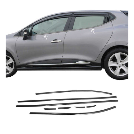 Fensterleisten Zierleisten für Renault Clio Schrägheck 2012-2019 Chrom Dunkel 8x