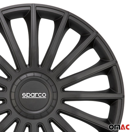 Radkappen Radzierblenden Sparco Treviso 15" Zoll Auto Abdeckung Set Schwarz 4x
