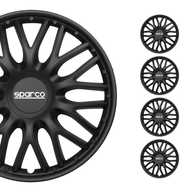 Radkappen Radzierblenden Sparco Roma 14" Zoll Auto Abdeckung Set Schwarz 4x