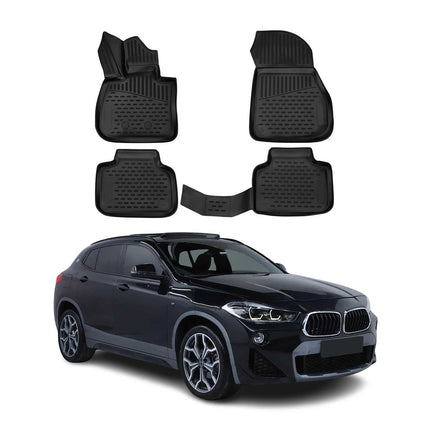 OMAC Gummimatten Fußmatten für BMW X2 F39 2018-2023 TPE Automatten Schwarz 4x