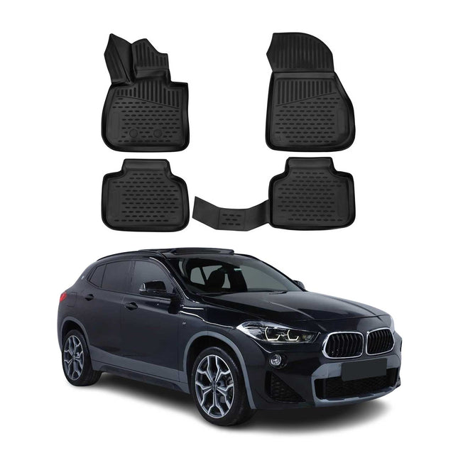 OMAC Gummimatten Fußmatten für BMW X2 F39 2018-2023 TPE Automatten Schwarz 4x