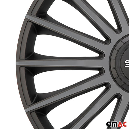 Radkappen Radzierblenden Sparco Treviso 15" Zoll Abdeckung Set Schwarz Grau 4x