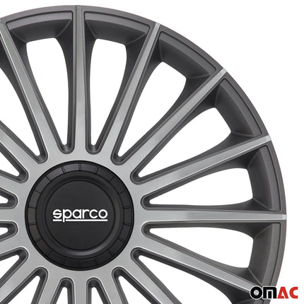 Radkappen Radzierblenden Sparco Treviso 14" Zoll Abdeckung Set Grau Silber 4x
