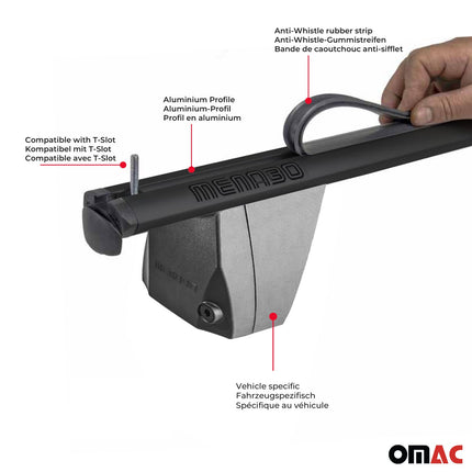 Menabo Dachträger für Mercedes C Klasse W204 2007-2013 ABE Aluminium Schwarz